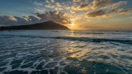 Sunset on the beach of the island of Koh Samui, Thailandの写真素材