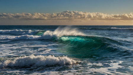 Ocean wave breaking on the coast of Oahu island, Hawaii.の写真素材