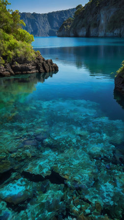 Beautiful turquoise lagoon in the island of Corfu Greece