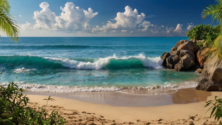 Tropical beach in Seychelles, La Digue island
