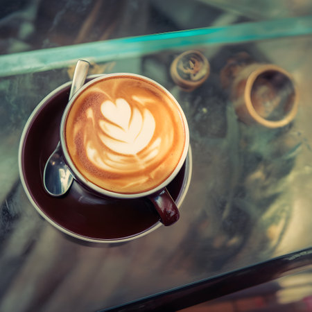 Coffee cup in coffee shop cafe - vintage effect style picturesの写真素材