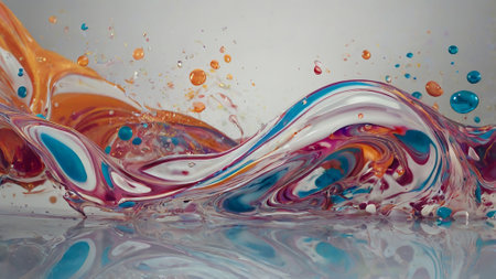 Colorful paint splashes on white background. Abstract colorful background.