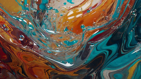 Colorful abstract background. Acrylic colors mixing in water. Liquid marble pattern