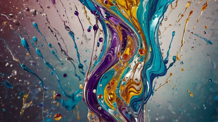Colorful paint splashes on a dark background. 3d rendering