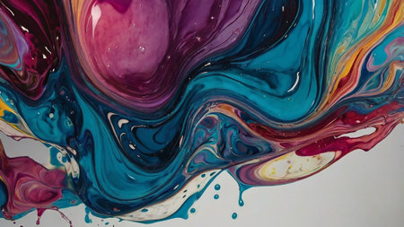 Colorful abstract paint background. Acrylic colors mixing on water.