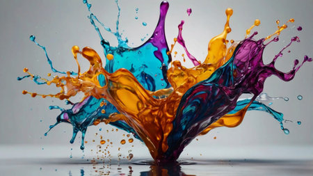 Colored paint splashes isolated on white background. Colorful liquid splash.
