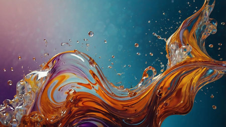 Colorful splashes of water. 3d rendering, 3d illustration.