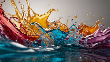 Colorful splashes of water. 3d rendering, 3d illustration.