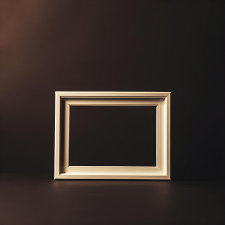 Empty picture frame on black background. Mock up, 3D Renderingの写真素材