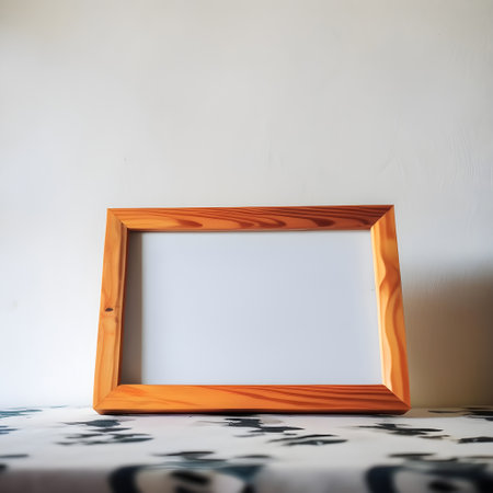 Empty picture frame on table with copy space for your text, stock photo