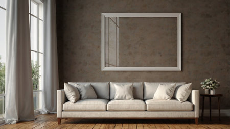 interior with white sofa. 3d render illustration mock up scene