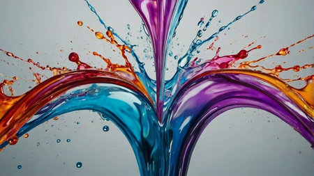 Colorful paint splashes isolated on white background. Abstract colorful background.