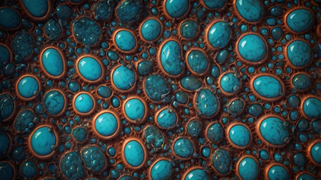 Abstract background of blue and orange bubbles. 3d render illustration.