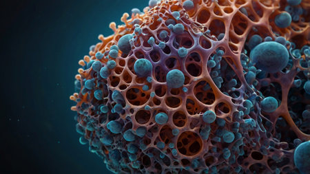 3d illustration of a cancer cell, tumor cells, tumor cellsの写真素材