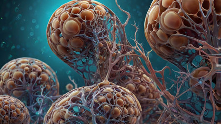 3d illustration of neuron cell with neurons in brain, nervous system