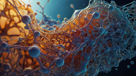 3d render of molecule structure. Science and medical background with molecules.の写真素材