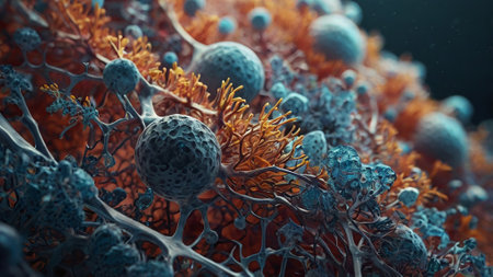 cancer cell made in 3d software, medical concept of cancer cells