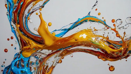 splashes of colored liquid on a white background, abstract color background