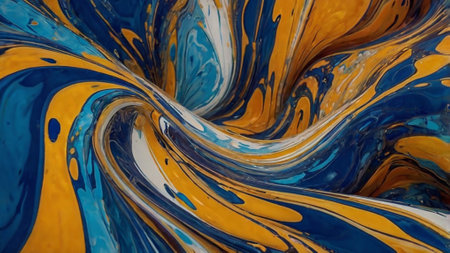 Abstract background of oil paint in blue, yellow and white colors.の写真素材