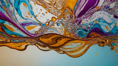 Colorful abstract background with oil splashes and drops. Close up