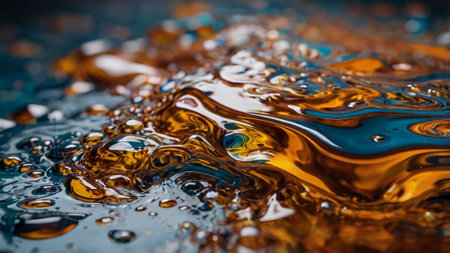 Abstract background of oil drops on water surface. Macro photography of oil drops on water surface.の写真素材