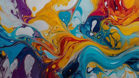 Colorful abstract paint background. Acrylic colors mixing in water.