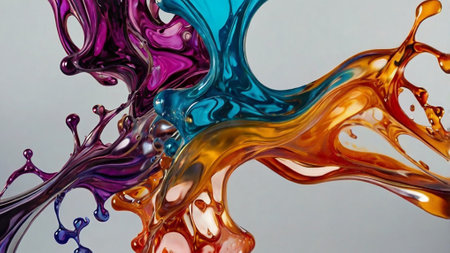 Colorful paint splashing on a white background. Abstract background.