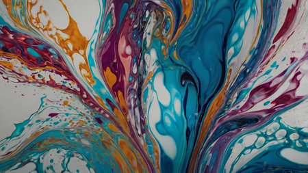 Abstract colorful background of mixed oil paint in blue and purple colors.