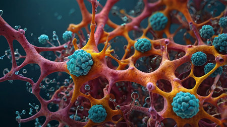 3d illustration of a neuron cell with neurons and nervous system.