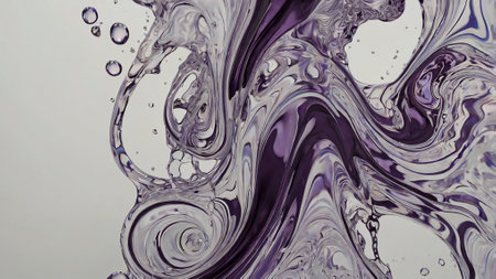 abstract background with purple and white paint splashes, macro photography