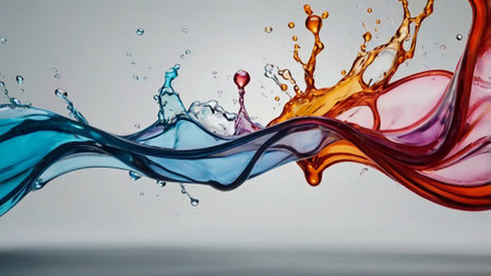 Colorful splashes of water as an abstract background. Mixed media