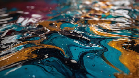 abstract background of oil paint splashing on the water close upの写真素材