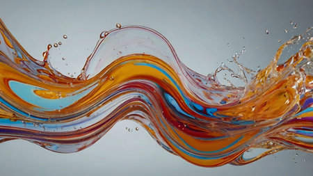 Colorful splashes of water on a white background. Abstractionの写真素材
