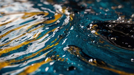 abstract background with water drops on blue, yellow and black colors