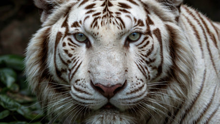 Close up of a white tiger's face, Panthera tigris altaicaの写真素材