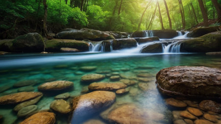 Beautiful waterfall in the forest, Waterfall in deep forest.