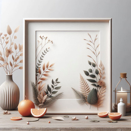 Mock up frame in modern interior background, 3d render illustration