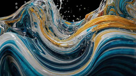 Colorful paint splashes isolated on black background. Abstract art.