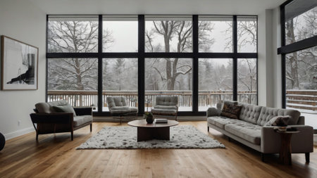 modern bright interiors apartment living room 3D rendering computer generated image