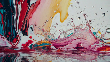 Colorful splashes and drops of water as an abstract background.