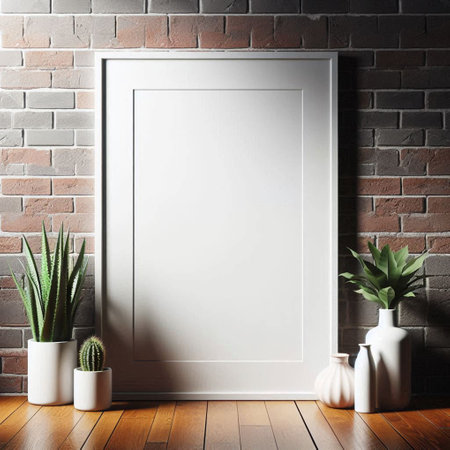 Mock up poster frame in modern interior background, 3D rendering