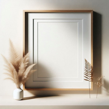 Mockup poster frame in interior background, 3d render illustrationの写真素材