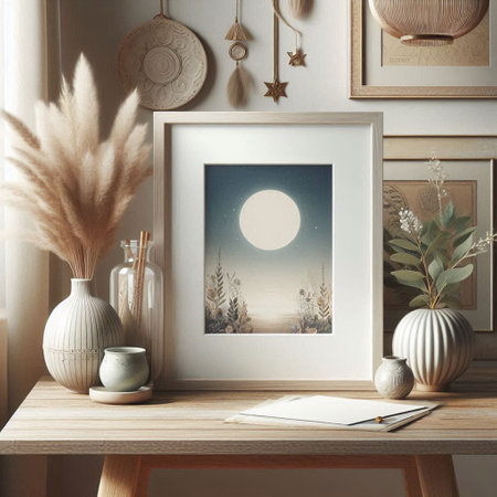 Modern interior with mock up poster frame. 3d render, 3d illustration.