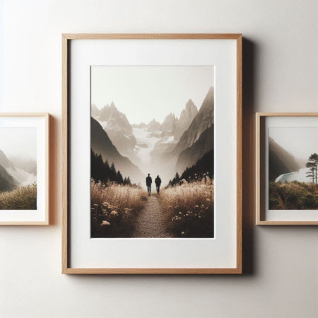 Mockup of a picture in a frame on a white wall