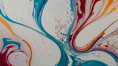 abstract background of oil paint in white, red and blue colors