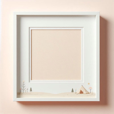 Wooden frame mockup on pink wall background. 3d rendering