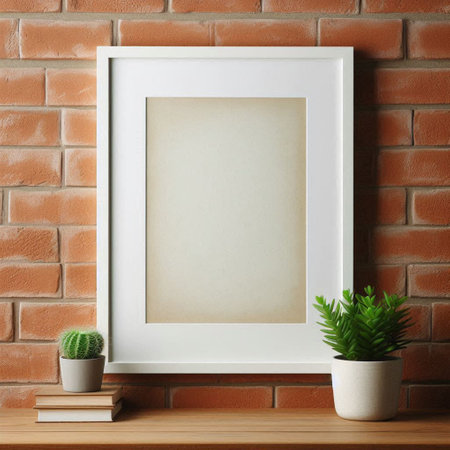 Blank picture frame mockup in modern interior. 3d renderの写真素材