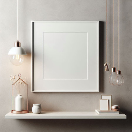 Mock up poster frame in interior background, 3d render illustration