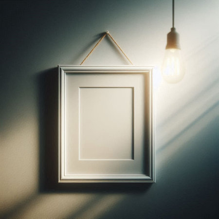 Blank picture frame hanging on the wall. 3D Renderingの写真素材