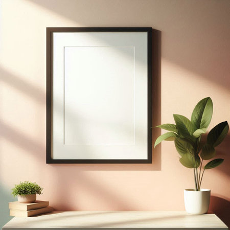Mock up poster frame in modern interior background, 3d render